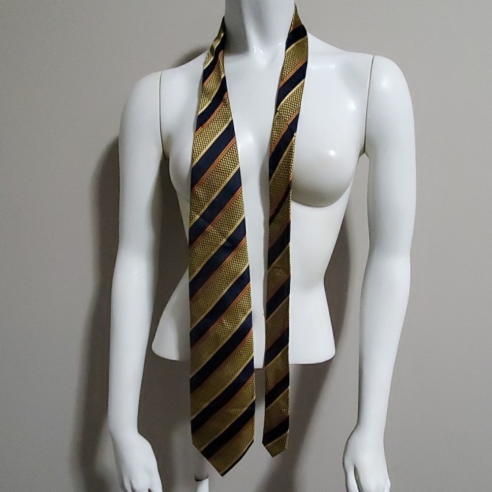 Daniel Ellissa Blue & Yellow Striped Silk Tie